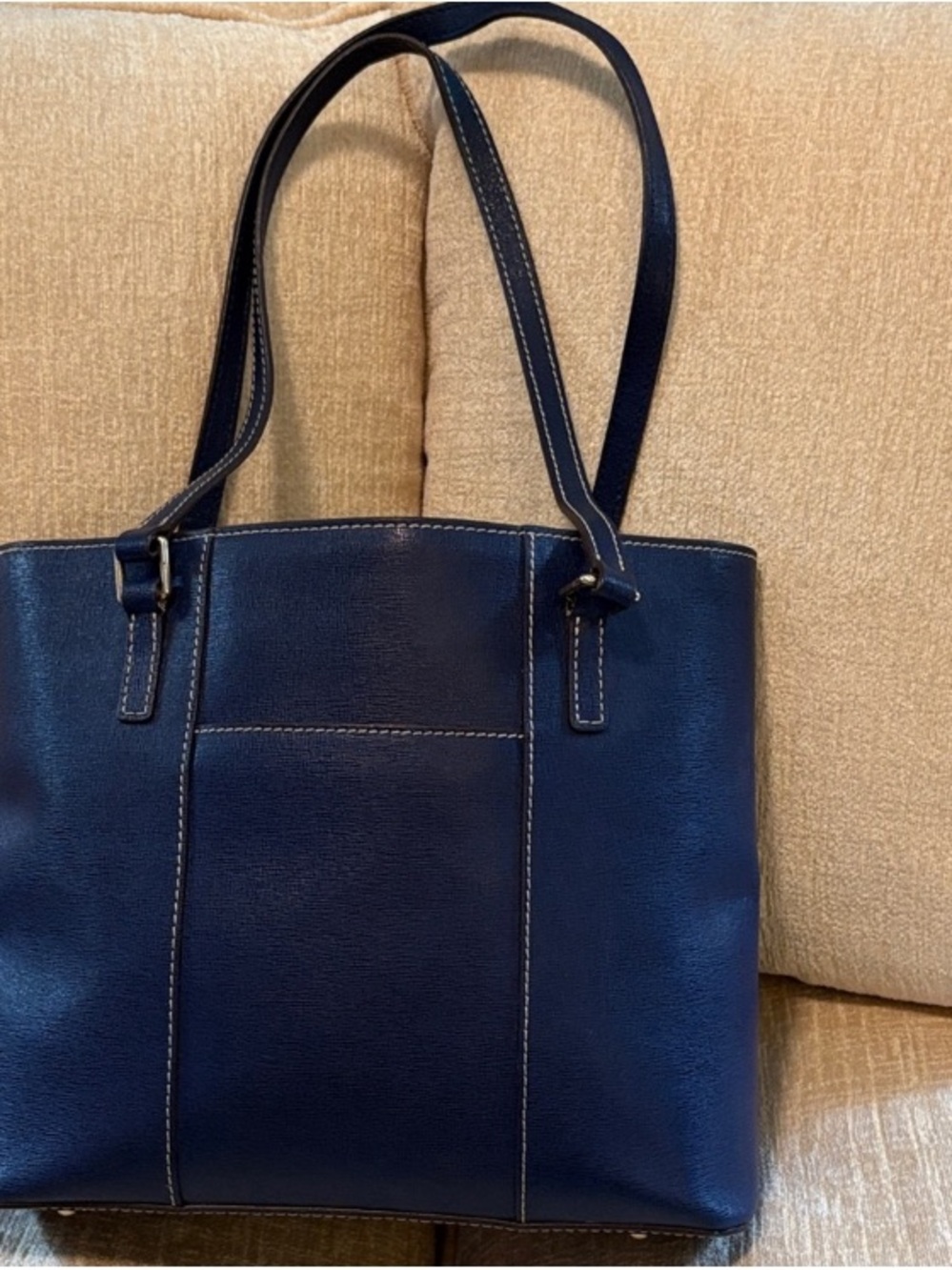 Dooney & Bourke Navy Leather Structured Tote - Picture 4 of 14